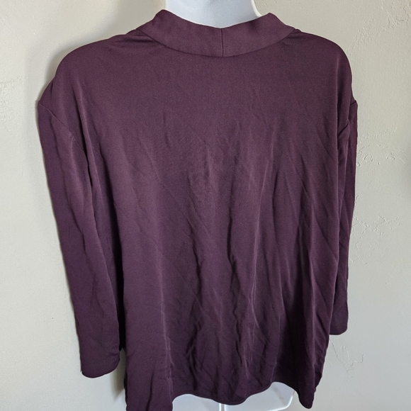 M.M. LaFleur Womens +3 Dark Purple Plum Quarter Sleeve Draped Front Blouse 22 24 - Picture 5 of 7